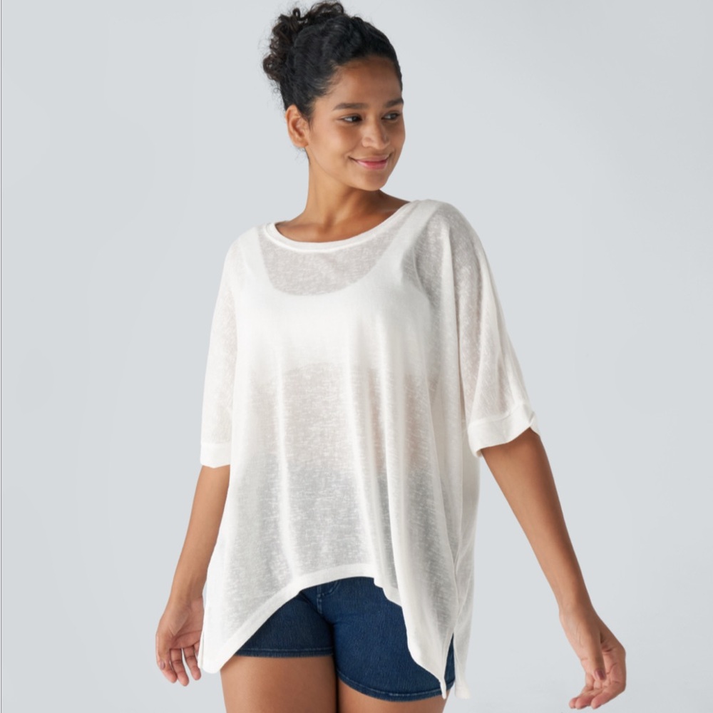 Women's White Sheer Top - Halara, oversized XL NWT